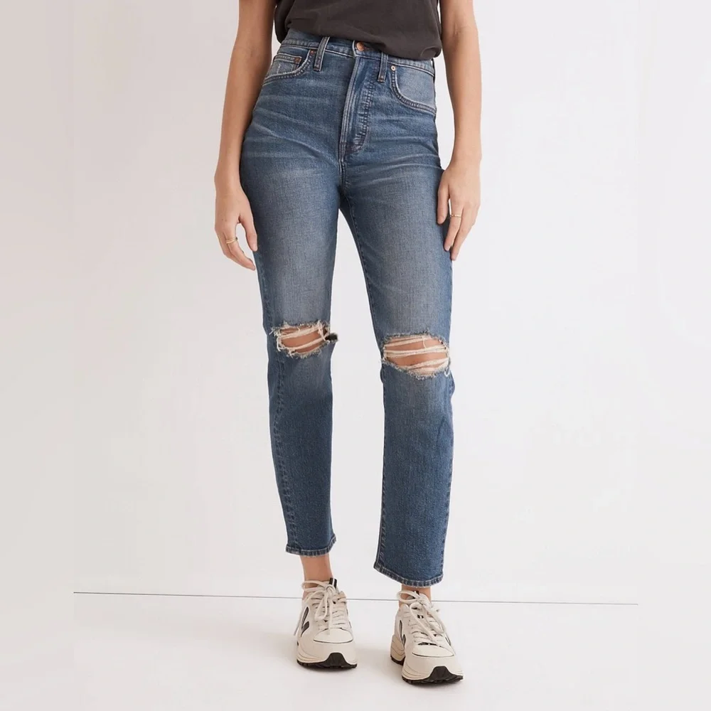 SOLD Madewell The Perfect Vintage Crop Jean with Knee Rips - Size 27P - Picture 1 of 13